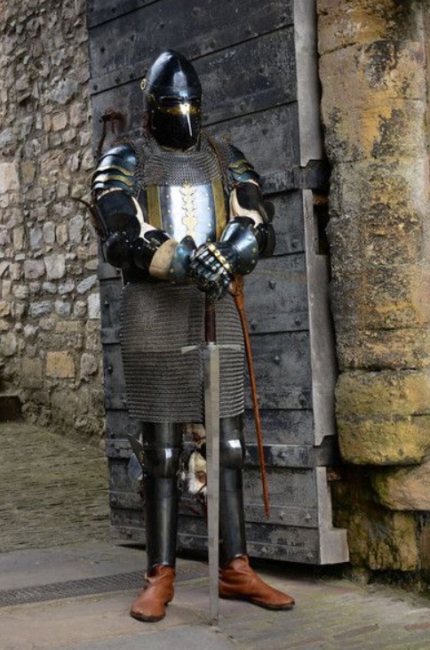 medieval knight guarding the castle gate