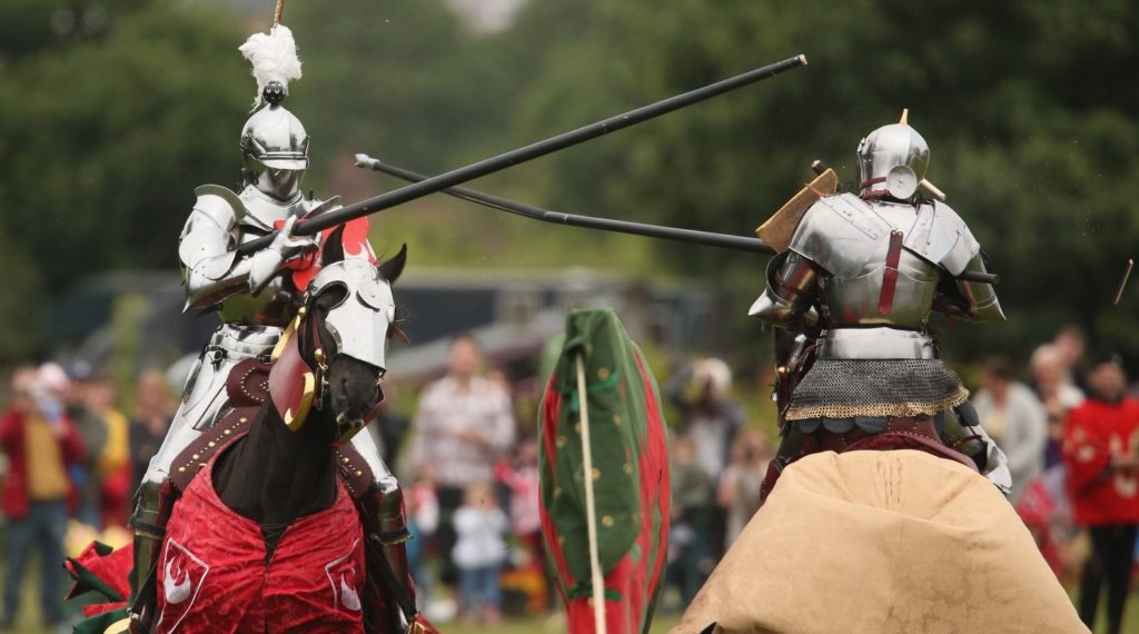 two knights jousting