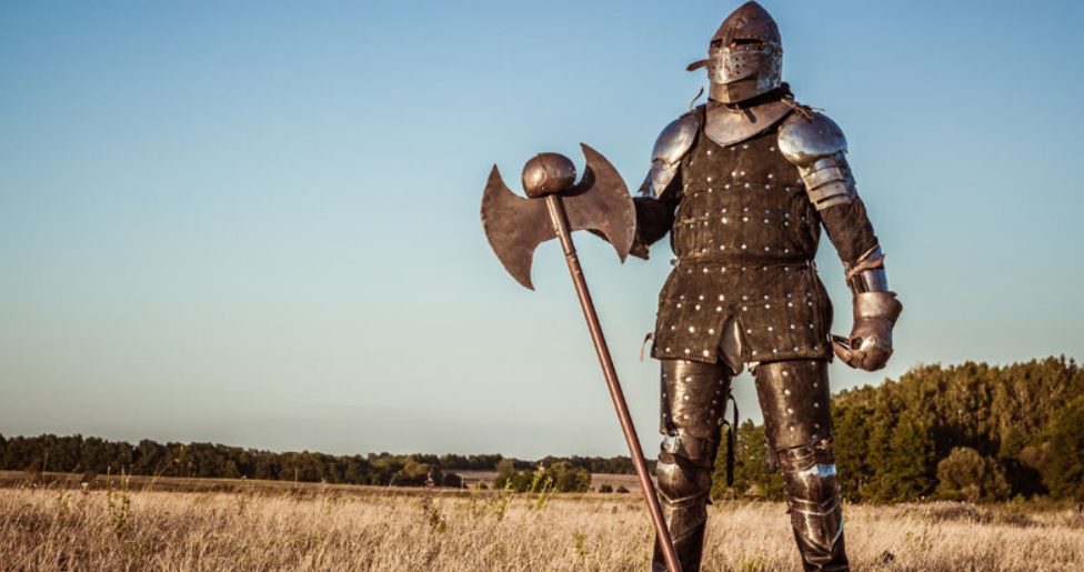 medieval knight with an axe