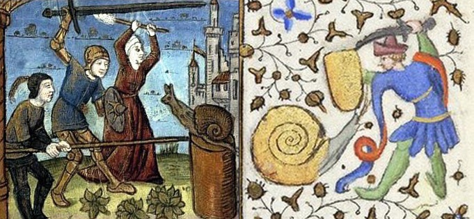 knight fighting with snails for entertainment